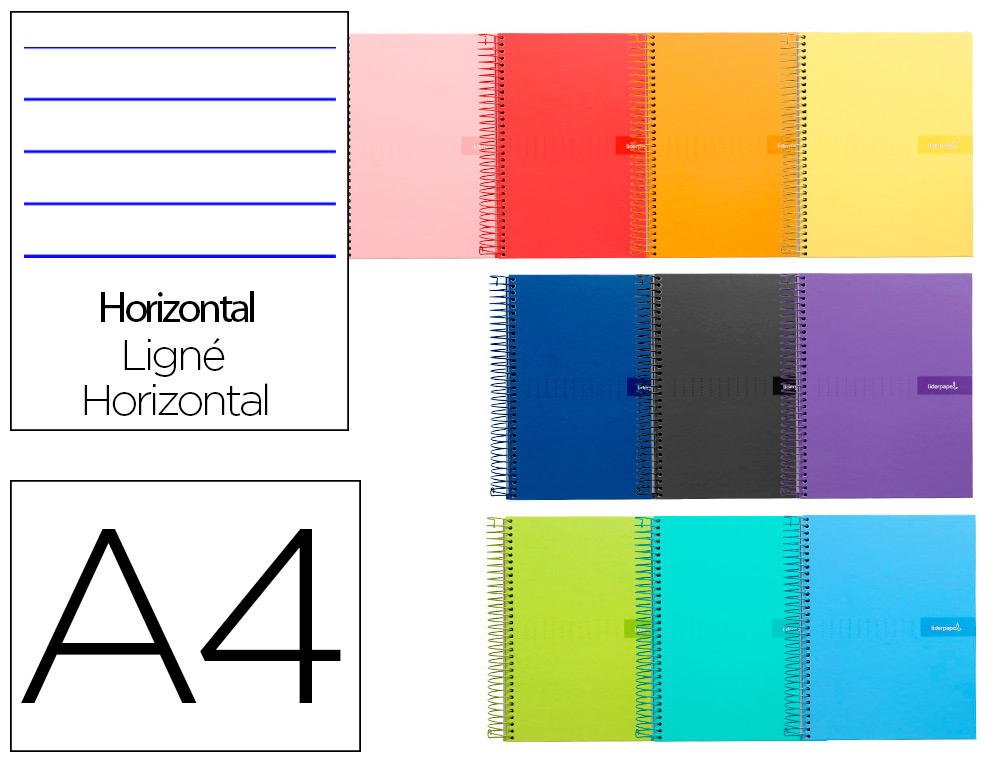 CADERNO ESPIRAL LIDERPAPEL CRAFTY DIN A4 CAPA FORRADA 80 F 90 GR PAUTADO COM MARGEM CORES SORTIDAS