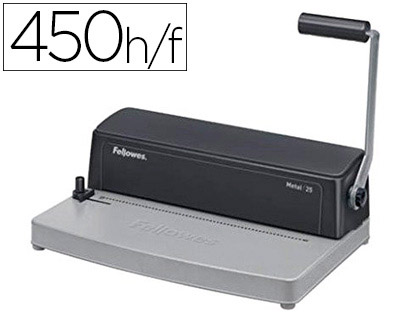 ENCADERNADORA FELLOWES PARA ESPIRAL METALICA 25 PERFURA 10 FOLHAS FORMATO A4 ENCADERNA ATE 450 FOLHAS