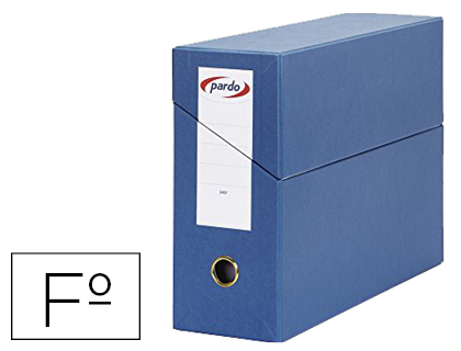 CAIXA PARDO PARA TRANSFERENCIAS FOLIO FORRADO EXTRA DUPLO LOMBADA 80 MM ESTOJO INTERIOR COM PORTA ETIQUETAS AZUL 270X390