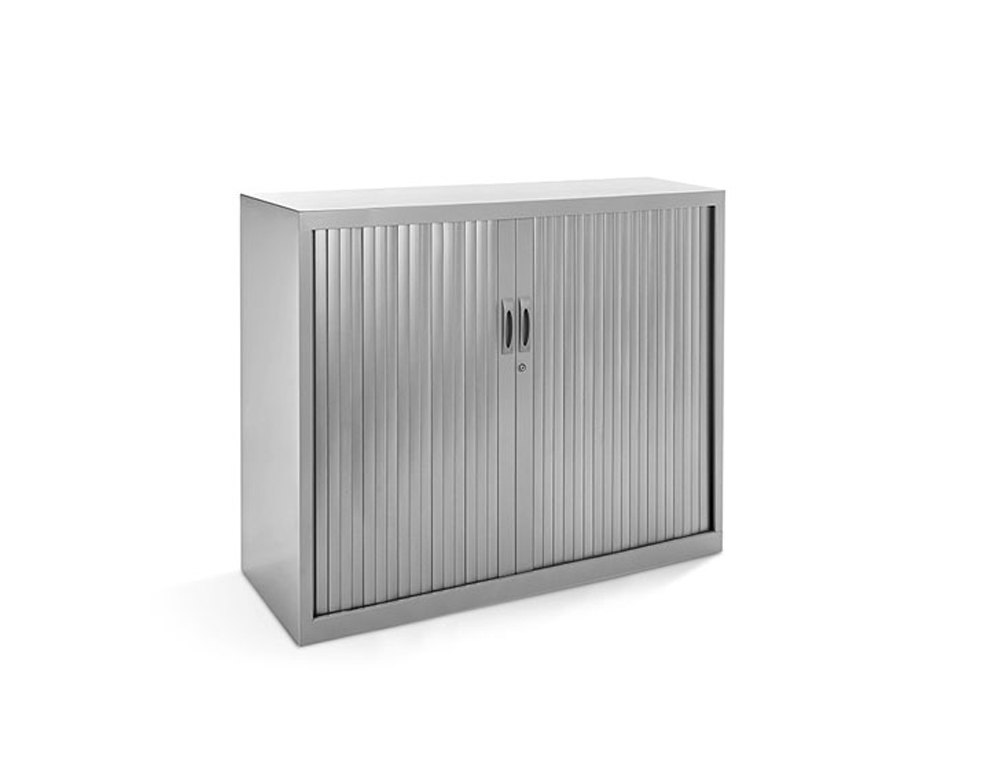 ARMARIO METALICO ROCADA DOIS PORTAS TIPO PERSIANA INCLUI DOIS PRATELEIRA SERIE STORE 120X105X45 CM ACABAMENTO AC00 CINZA