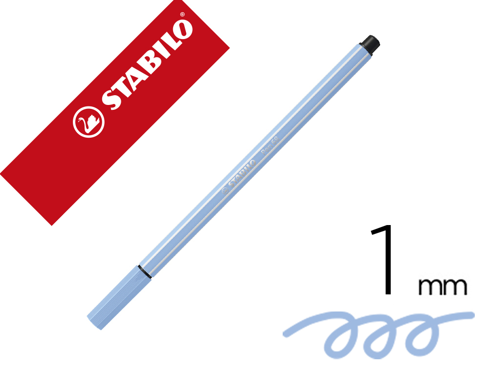 MARCADOR STABILO AGUARELAVEL PEN 68 AZUL CLARO 1 MM