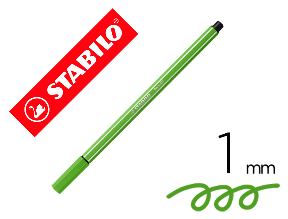 MARCADOR STABILO AGUARELAVEL PEN 68 VERDE PRADO 1 MM