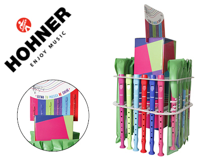 FLAUTA HOHNER GAMA DE CORES EXPOSITOR DE SECRETARIA DE 36 UNIDADES SORTIDAS 6 POR COR 140X140X400 MM
