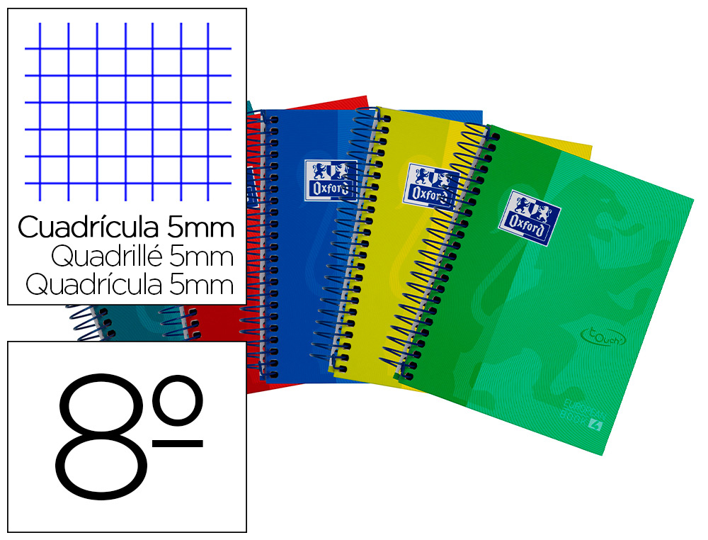 CADERNO ESPIRAL OXFORD EBOOK 4 CAPA EXTRADURA 8 120 FOLHAS QUADRICULA 5 MM CORES SORTIDAS TOUCH