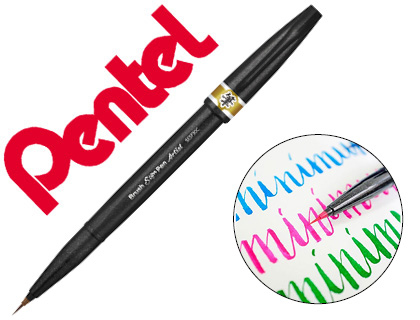 CANETA PINCEL PENTEL ARTIST COR OCRE