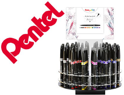 EXPOSITOR PENTEL ARTIST ROTATIVO COM 4 DUZIAS EM 12 CORES SORTIDAS