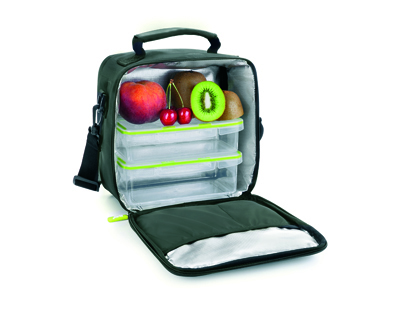 BOLSA PORTA ALIMENTOS IBILI LUNCH AWAY GREEN TERMICA COM ASA INCLUI 2 RECIPIENTES COM TAMPA