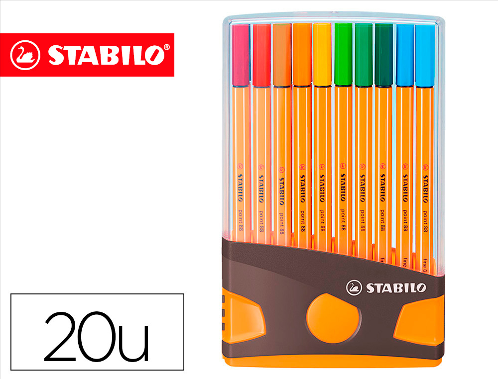 MARCADOR STABILO PONTA DE FIBRA POINT 88 COR PARADE ANTRACITE/LARANJA ESTOJO DE 20 UNIDADES CORES SORTIDAS