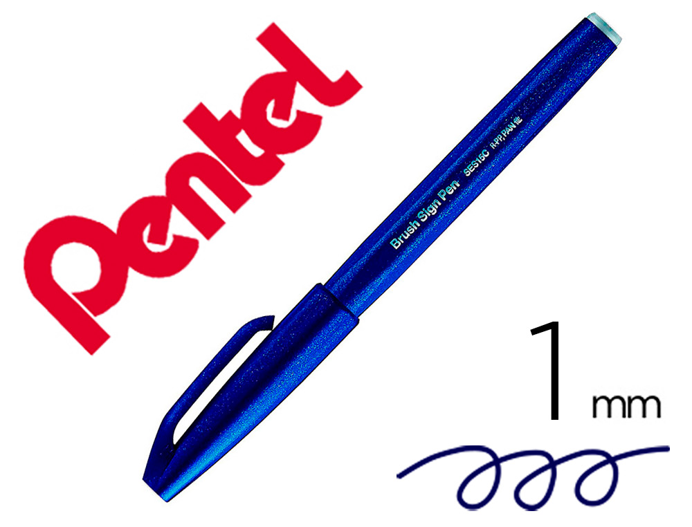 CANETA PINCEL PENTEL TOUCH PARA CALIGRAFIA COR AZUL ESCURO