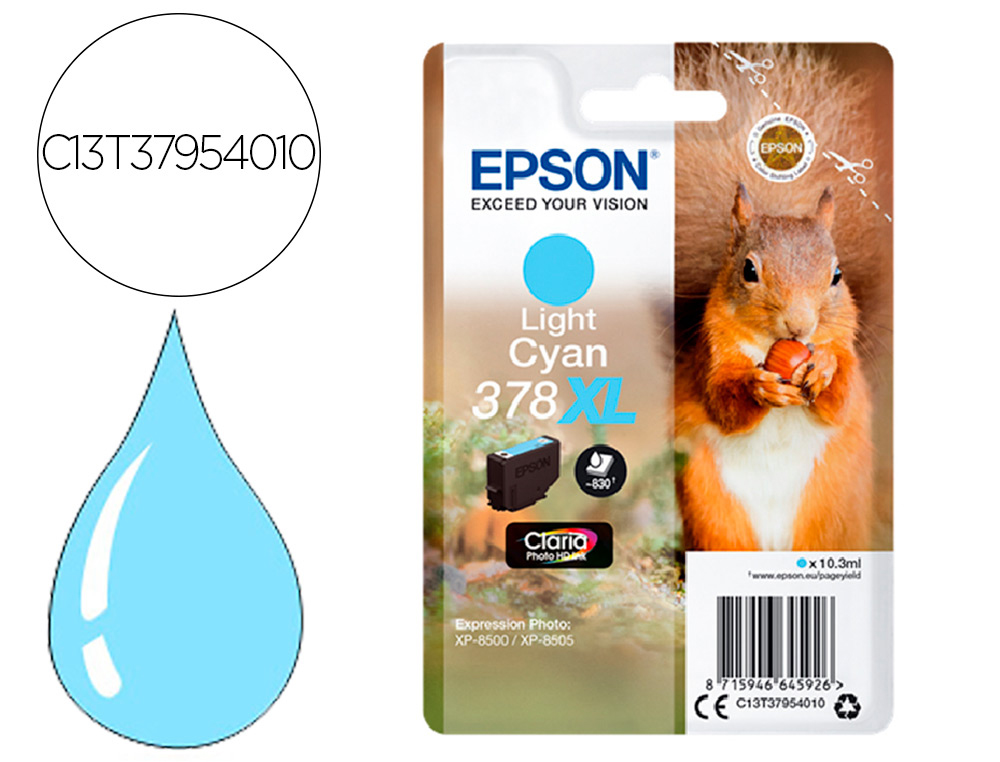 TINTEIRO EPSON 378 XL EXPRESSION HOME XP-8605 / 8606 / XP-15000 / XP-8500 / 8505 CIAN CLARO 830 PAG