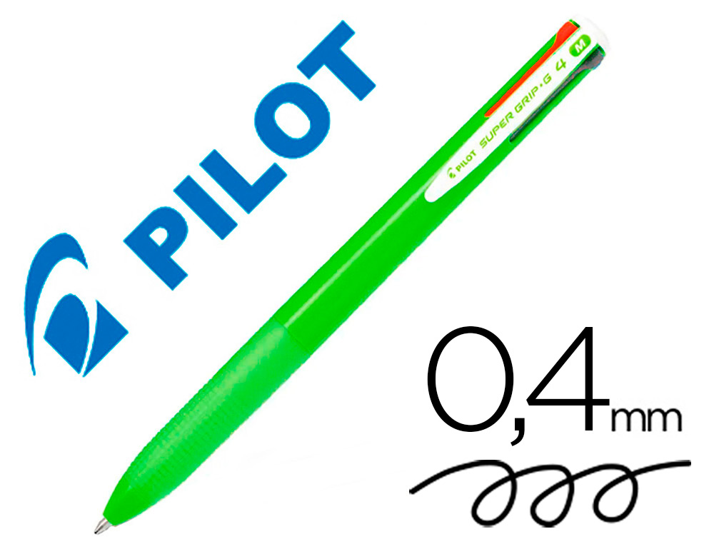 ESFEROGRAFICA PILOT SUPERGRIP G 4 CORES RETRATIL TINTA BASE DE OLEO CORPO COR VERDE LIMA