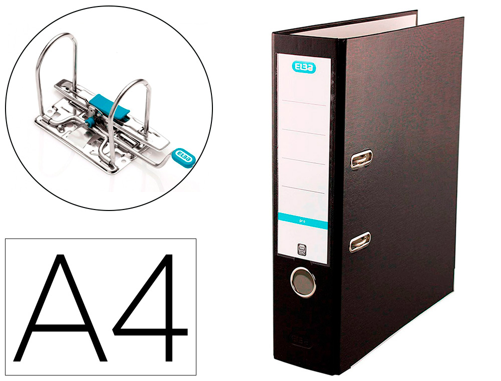 PASTA DE ARQUIVO DE ALAVANCA ELBA TOP CARTAO COMPACTO POLIPROPILENO COM RADO DIN A4 LOMBADA DE 80 MM PRETO