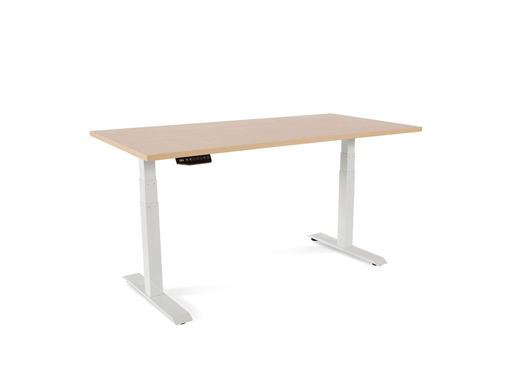 MESA ROCADA REGULAVEL EM ALTURA ELECTRICAMENTE ATE 129 CM ESTRUTURA DE ACO NO TAMPO 160 CM COR FAIA
