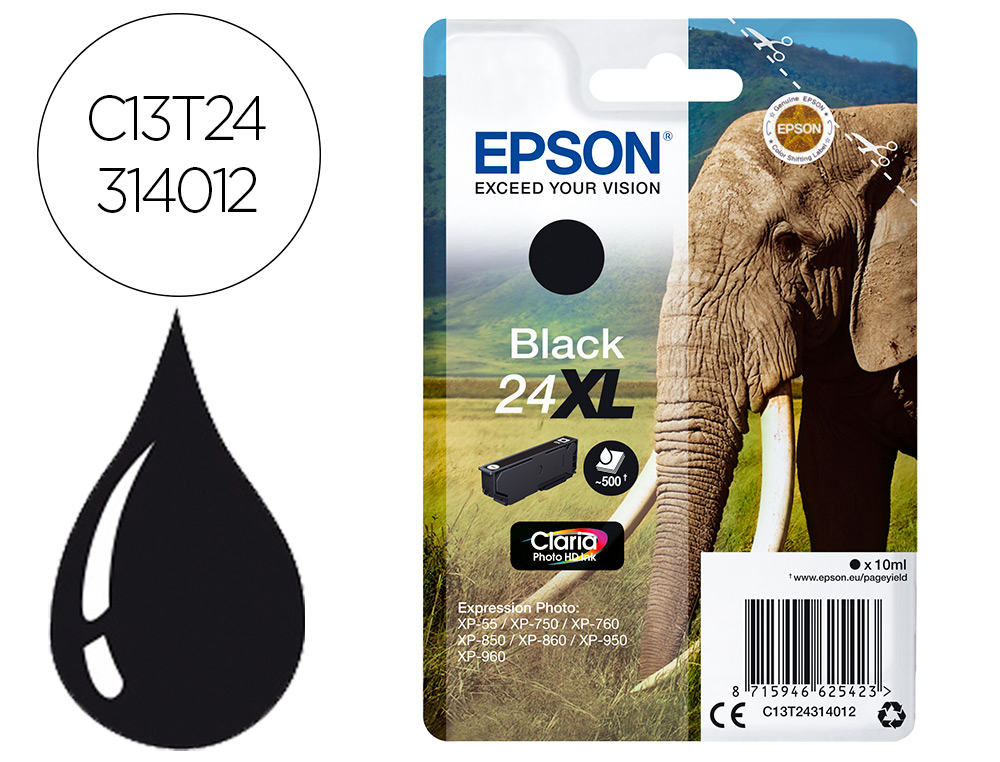 TINTEIRO EPSON CLARIA PHOTO HD INK PRETO 24XL EXPRESSION PHOTO XP-760/950