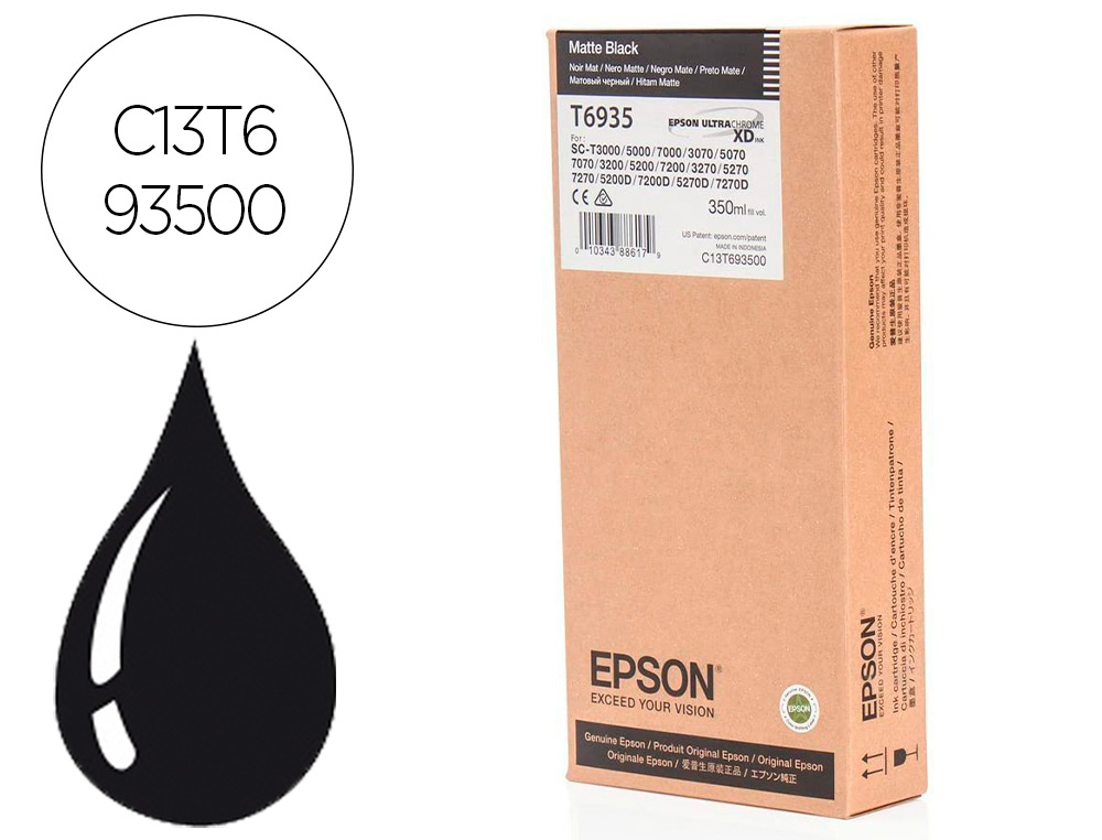 TINTEIRO EPSON GF SERIE SC-T PRETO MATE 350 ML