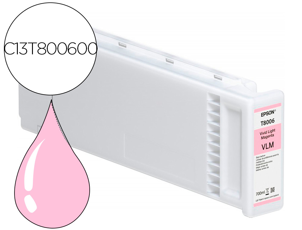 TINTEIRO EPSON SINGLEPACK VIVID LIGHT MAGENTA T800600 ULTRACHROME PRO 700ML