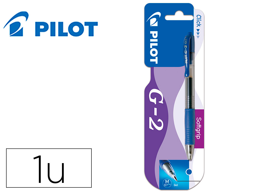 ESFEROGRAFICA PILOT G-2 AZUL TINTA GEL RETRATIL APOIO EM BORRACHA EM BLISTER