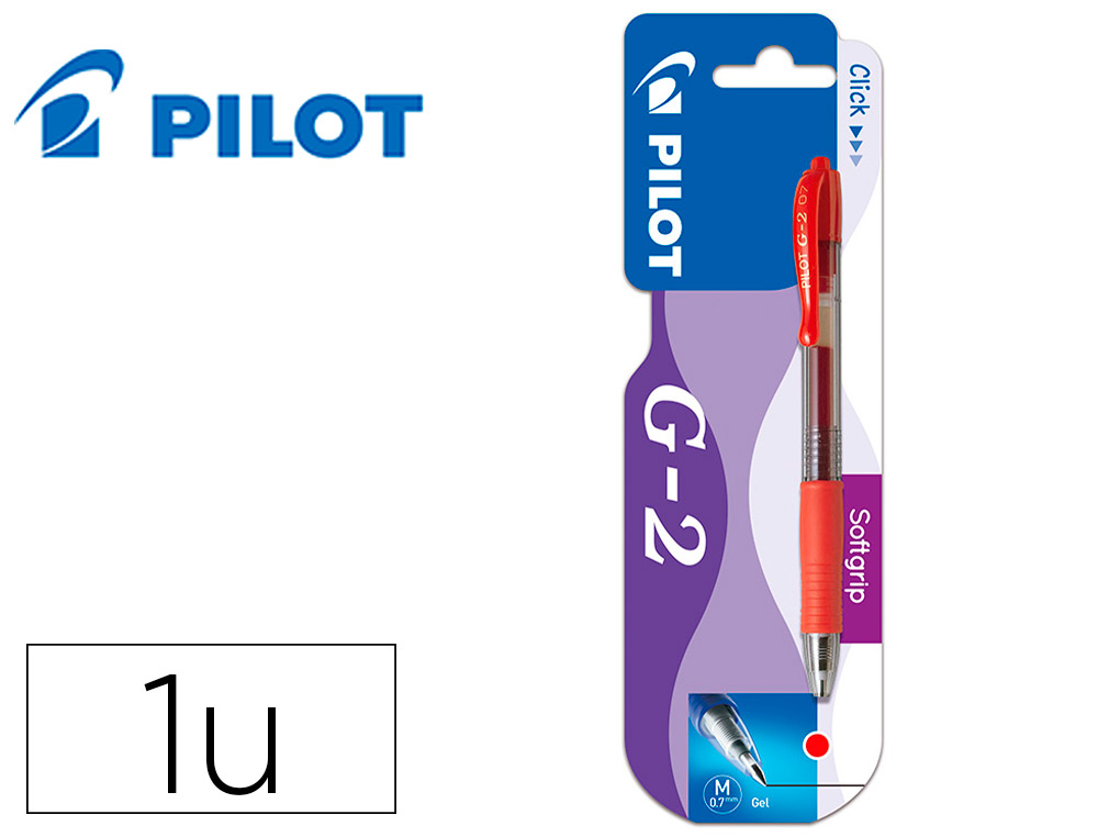 ESFEROGRAFICA PILOT G-2 VERMELHO TINTA GEL RETRATIL APOIO EM BORRACHA EM BLISTER