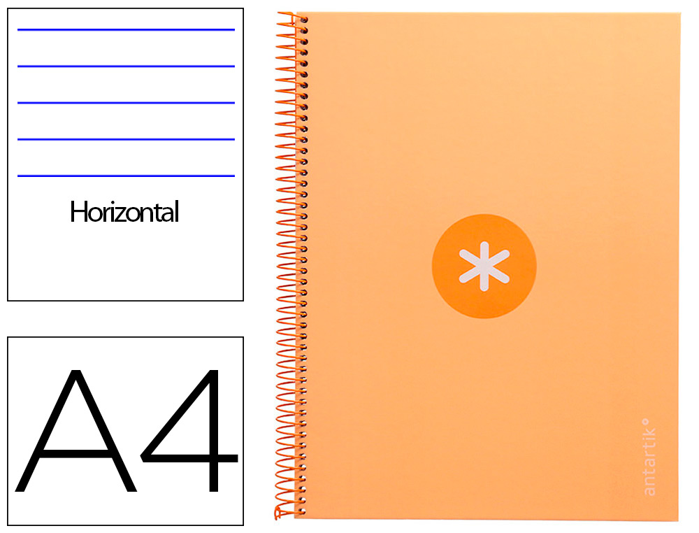 CADERNO ESPIRAL A4 MICRO ANTARTIK CAPA FORRADA 80F 90 GR HORIZONTAL 1 BANDA 4 FUROS COR AMARELO CLARO