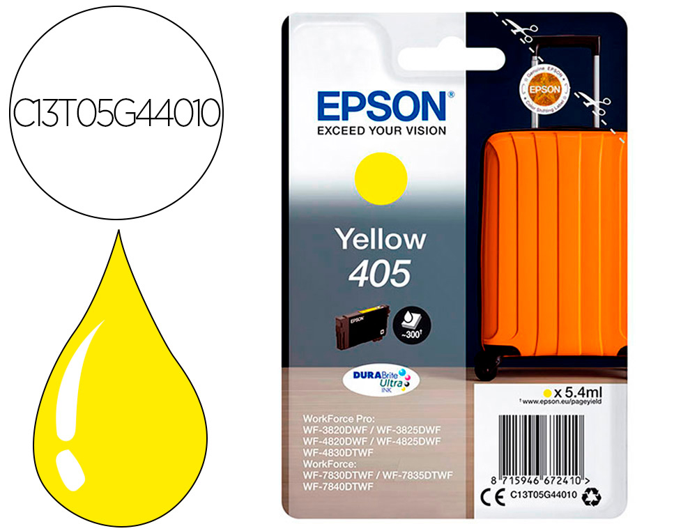 TINTEIRO EPSON 405 WF-3820DWF / WF-4820DWF / WF-7830DTWF / WF-7840DTWF AMARELO