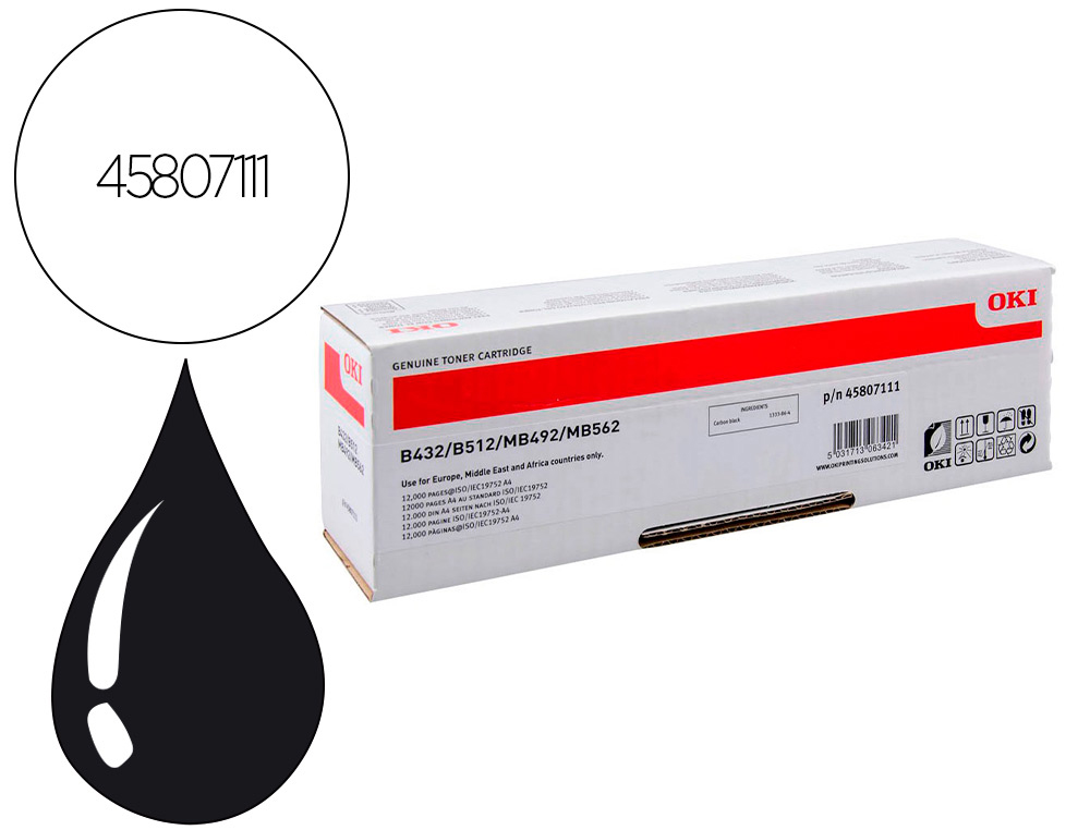 TONER OKI N45807111 PRETO 12000 PAGINAS