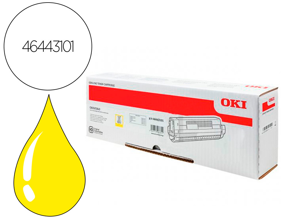 TONER OKI LASER 46443101 C833 / C843 AMARELO 10000 PAGINAS