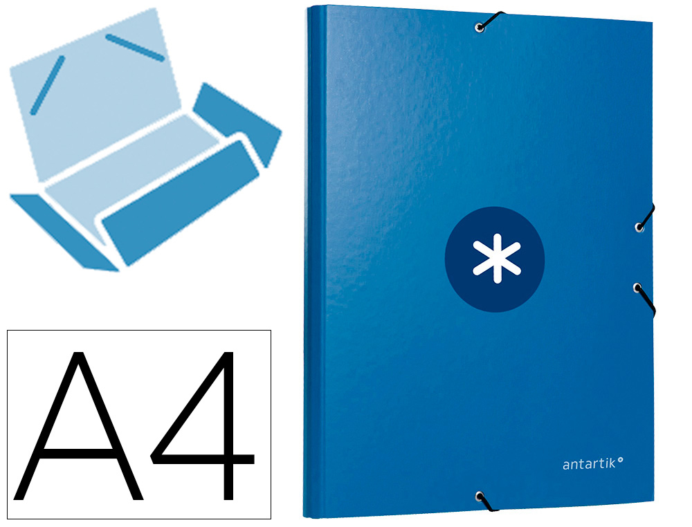 PASTA DE ELASTICOS ANTARTIK DIN A4 3 ABAS CARTAO FORRADO COR AZUL ESCURO