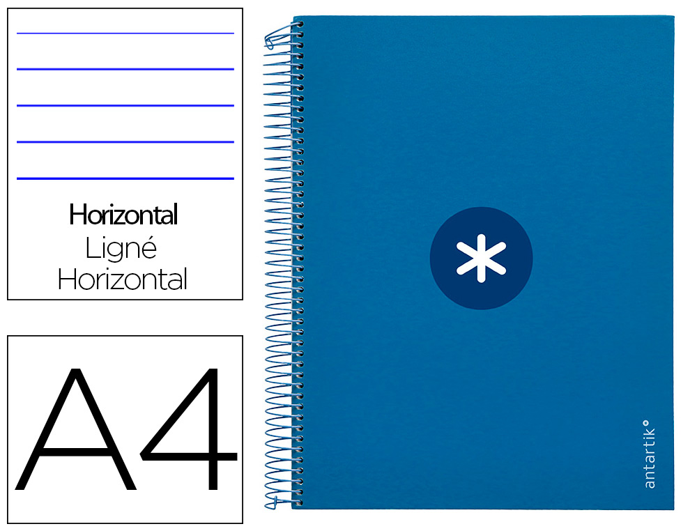 CADERNO ESPIRAL DIN A4 ANTARTIK CAPA FORRADA 120 F 100 GR PAUTADO 5 BANDAS COR AZUL ESCURO