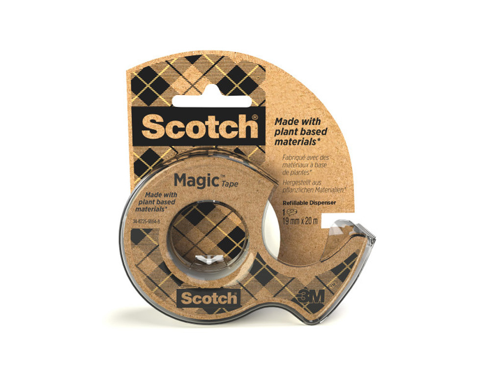FITA ADESIVA SCOTCH MAGIC INVISIVEL 20 MT X 19 MM ECOLOGICA EM MINI DESENROLADOR