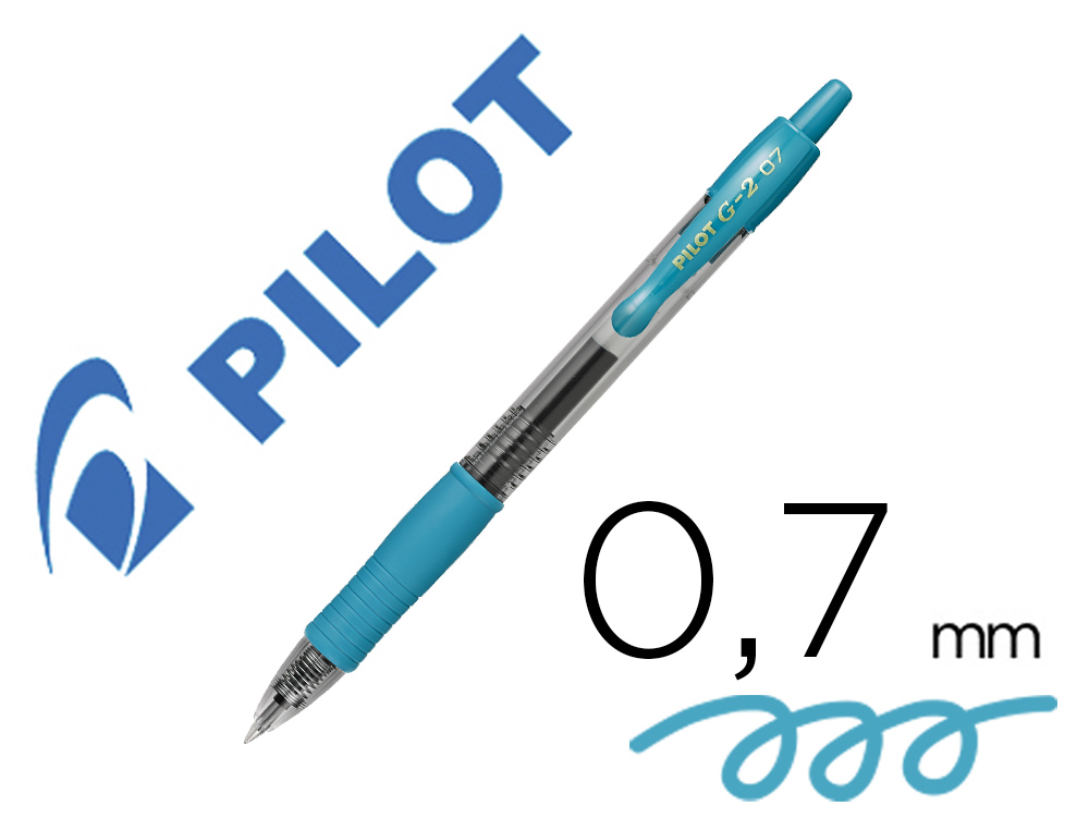 ESFEROGRAFICA PILOT G-2 AZUL TURQUESA TINTA GEL RETRATIL PEGA DE BORRACHA