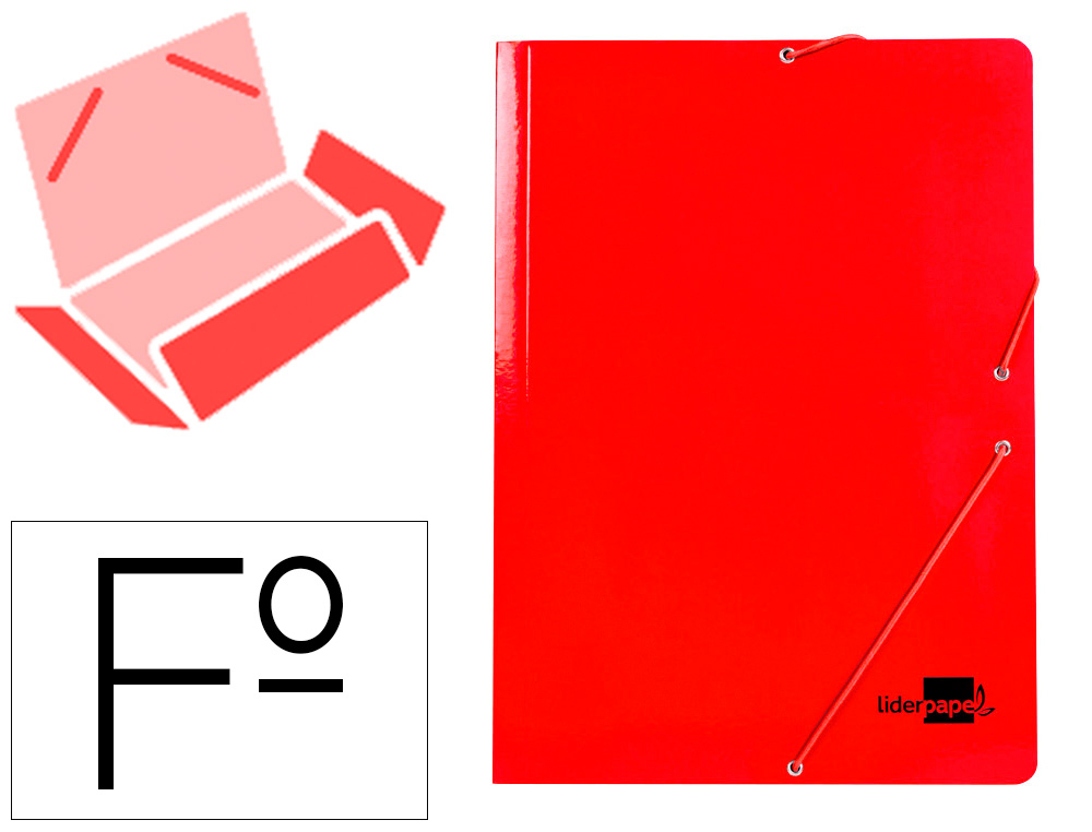 PASTA LIDERPAPEL DE ELASTICOS FOLIO 3 ABAS CARTAO PLASTIFICADO COR VERMELHO