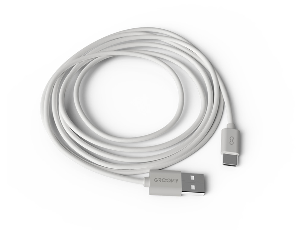 CABO GROOVY USB-A A TIPO C COMPRIMENTO 2 MT COR BRANCO
