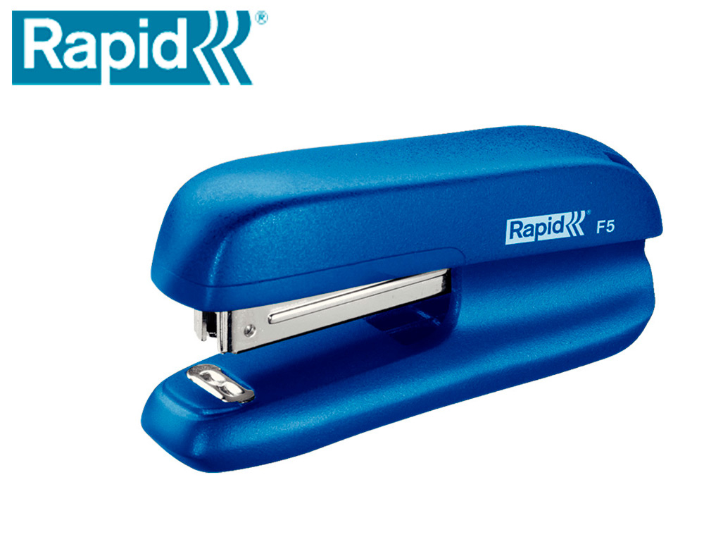 AGRAFADOR RAPID F5 MINI PLASTICO CAPACIDADE 10 FOLHAS USA AGRAFES N 10 COR AZUL