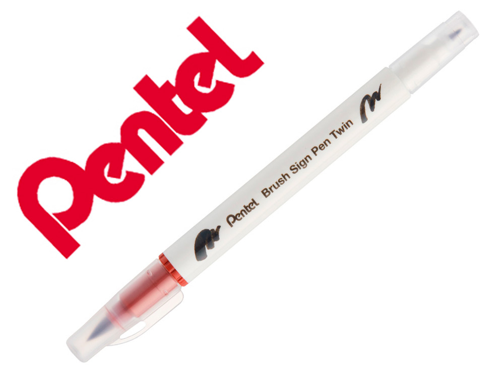 PINCEL PENTEL BRUSH SIGN PEN COM PONTA DUPLA COR CASTANHO