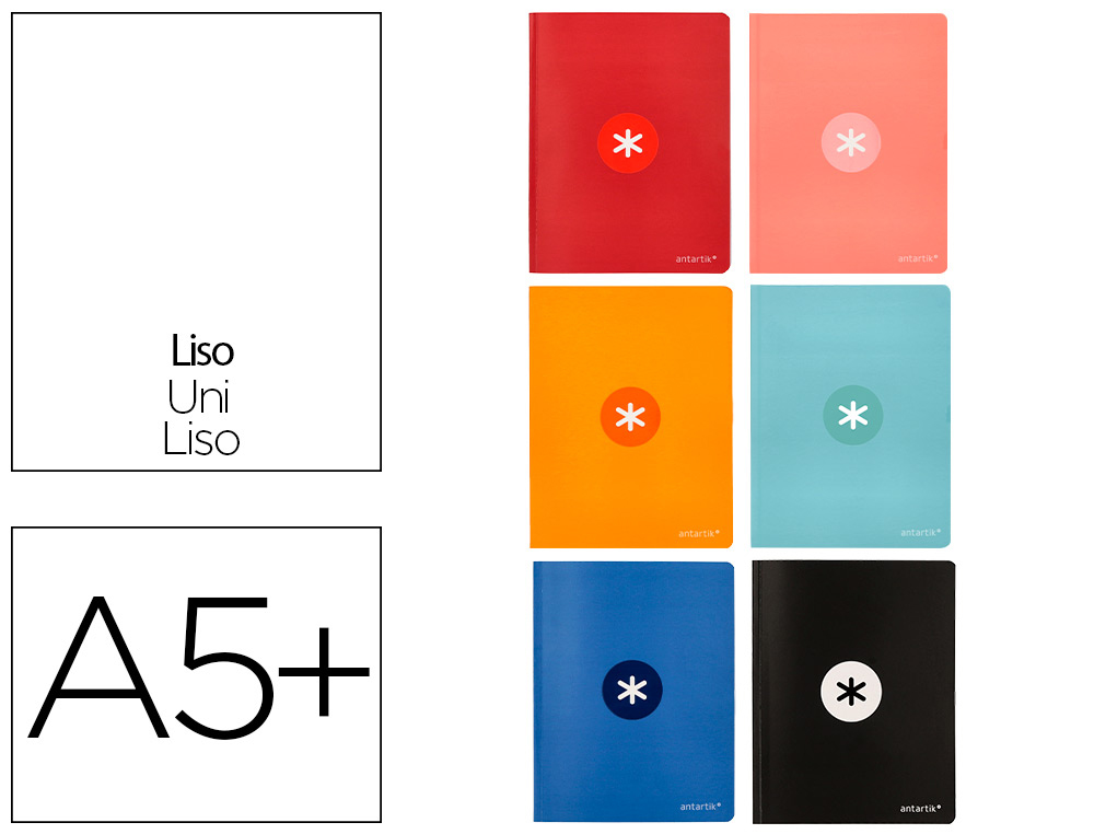 CADERNO COSIDO ANTARTIK A5+ PLUS 48 F 90 GR LISO SEM MARGEM 6 CORES SORTIDAS