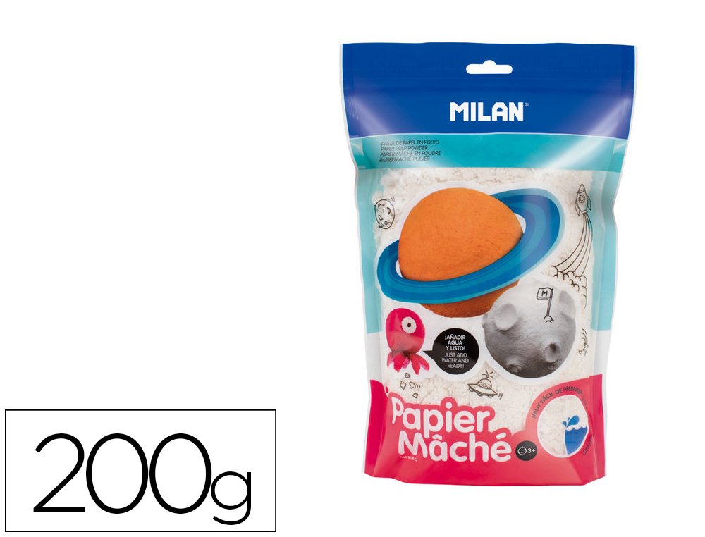 PAPEL MACHE MILAN BRANCO EM PO BOLSA DE 200 G