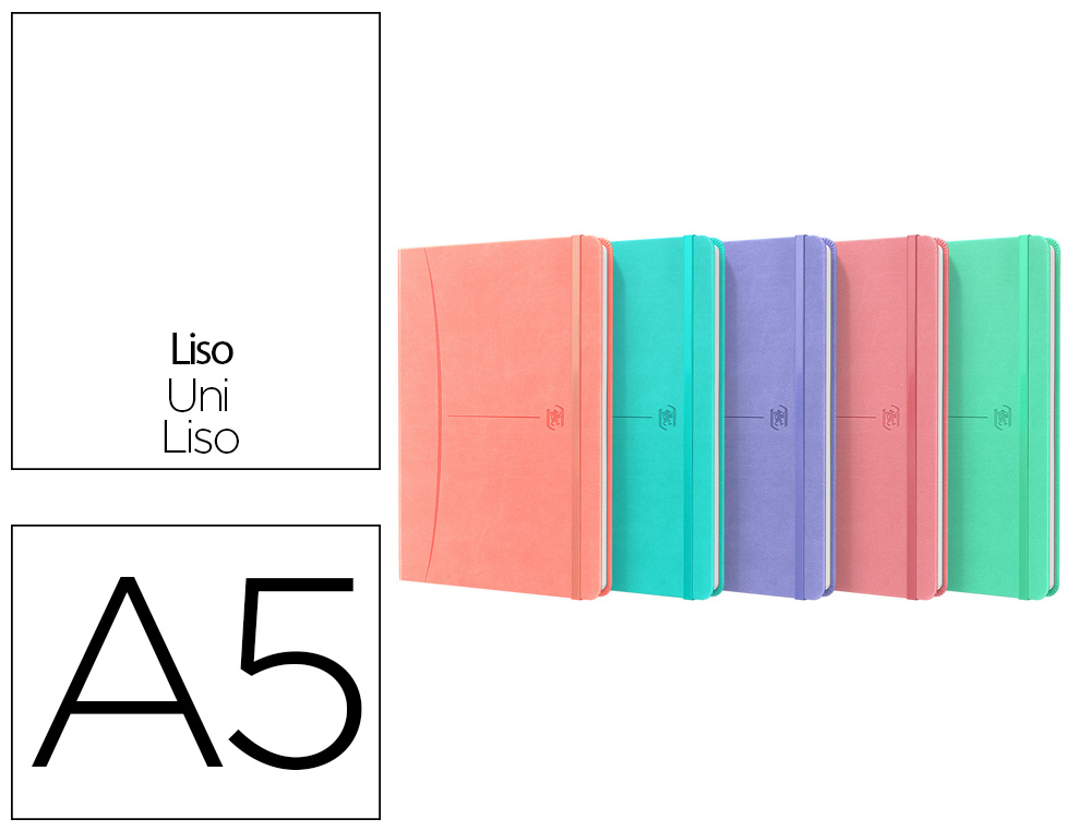 CADERNO OXFORD COZIDO CAPA EXTRADURA DIN A5 80 FOLHAS LISO CORES PASTEL SORTIDAS