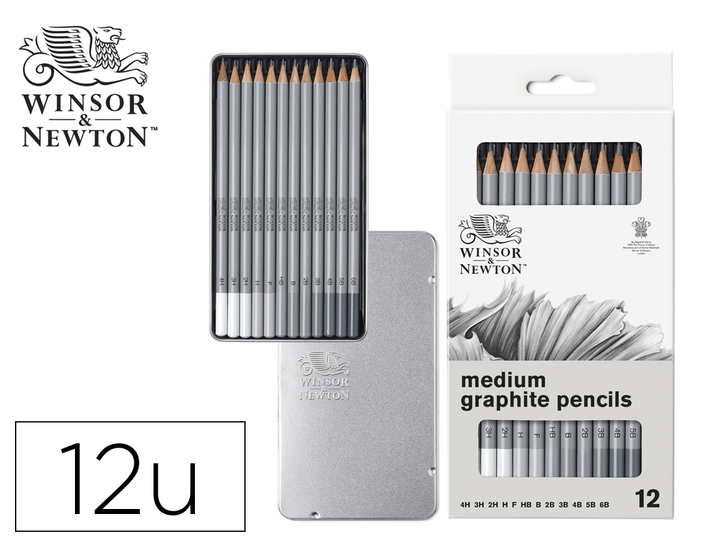 LAPIS DE GRAFITE WINSOR&NEWTON STUDIO COLLECTION CAIA METALICA COM 12 UNIDADES GRADUACOES MEDIAS SORTIDAS