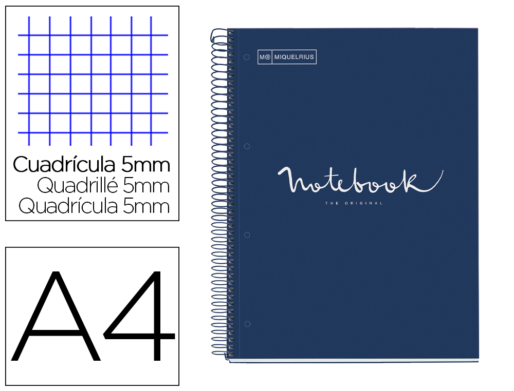 CADERNO ESPIRAL MIQUELRIUS NOTEBOOK 1 EMOTIONS CAPA FORRADA DIN A4 MICROPERFURADO 80 FOLHAS 90 GR QUADRICULA 5 MM COR AZ