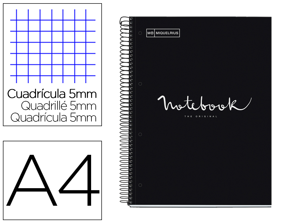 CADERNO ESPIRAL MIQUELRIUS NOTEBOOK 1 EMOTIONS CAPA FORRADA DIN A4 MICROPERFURADO 80 FOLHAS 90 GR QUADRICULA 5 MM COR PR