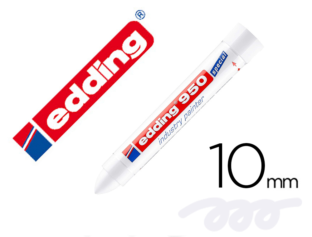 MARCADOR EDDING PERMANENTE 950 PASTA OPACA BRANCO PONTA REDONDA 10 MM PARA SUPERFICIES OXIDADAS/RUGOSAS