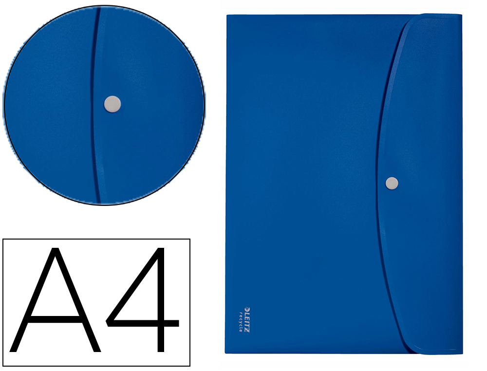 BOLSA LEITZ RECYCLE PORTA DOCUMENTOS FECHO DE MOLA DIN A4 POLIPROPILENO AZUL
