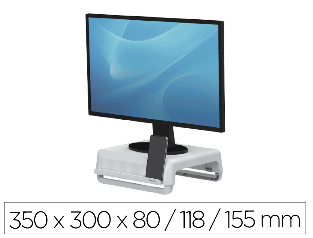 SUPORTE FELLOWES PARA MONITOR BREYTA 3 AJUSTES DE ALTURA ATE 30 KG 100% RECICLAVEL 235X268X1,4 MM COR BRANCO