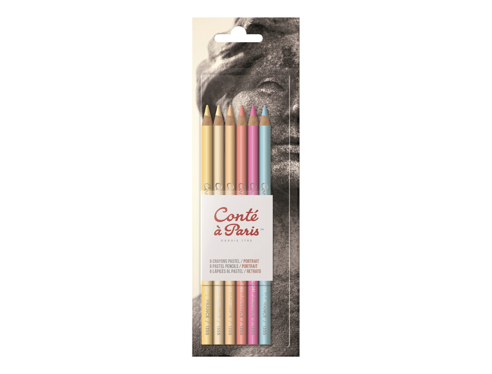 LAPIS CONTE CORES PASTEL RETRATO BLISTER 6 UNIDADES CORES SORTIDAS