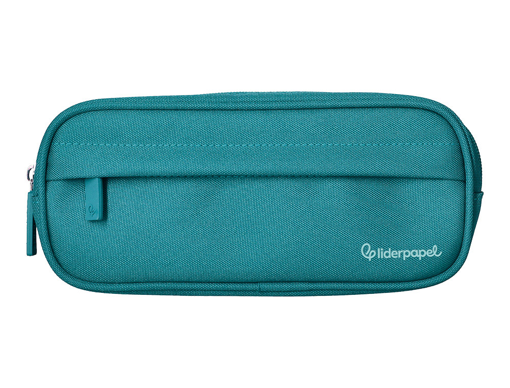 ESTOJO ESCOLAR LIDERPAPEL OVALADO 2 FECHOS COM BOLSO FRONTAL 210X90 MM TURQUESA