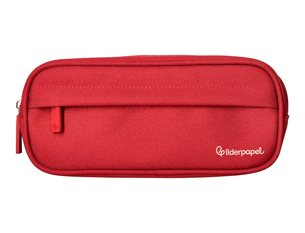 ESTOJO ESCOLAR LIDERPAPEL OVALADO 2 FECHOS COM BOLSO FRONTAL 210X90 MM VERMELHO