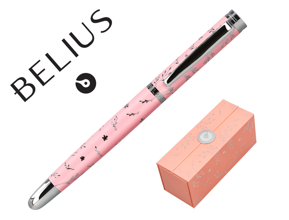 ROLLER BELIUS BELLA ALUMINIO COR ROSA DESENHO PRATEADO RELEVO TINTA COR PRETO CAIXA DE DESIGN