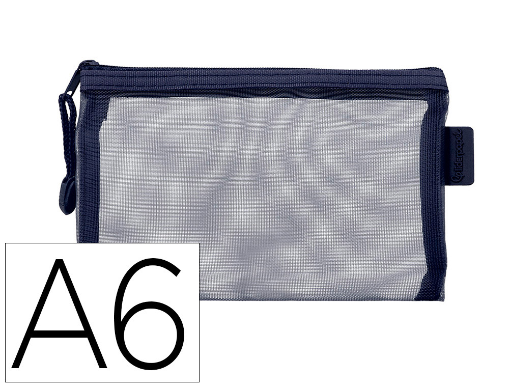 BOLSA COM FECHO DE CORRER LIDERPAPEL POLIESTER TRANSPIRAVEL MULTIUSOS DIN A6 AZUL MARINHO