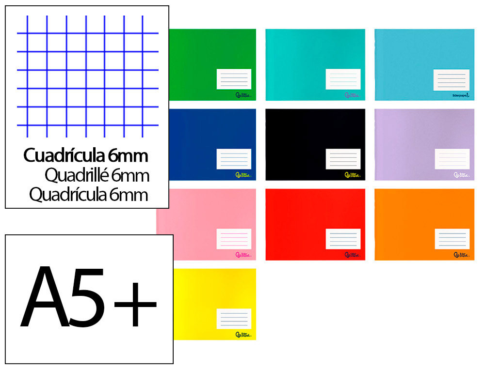 LIBRETA LIDERPAPEL SMART A5 PLUS APAISADO 32 HOJAS 75G/M2 CUADRO 6 MM CON MARGEN