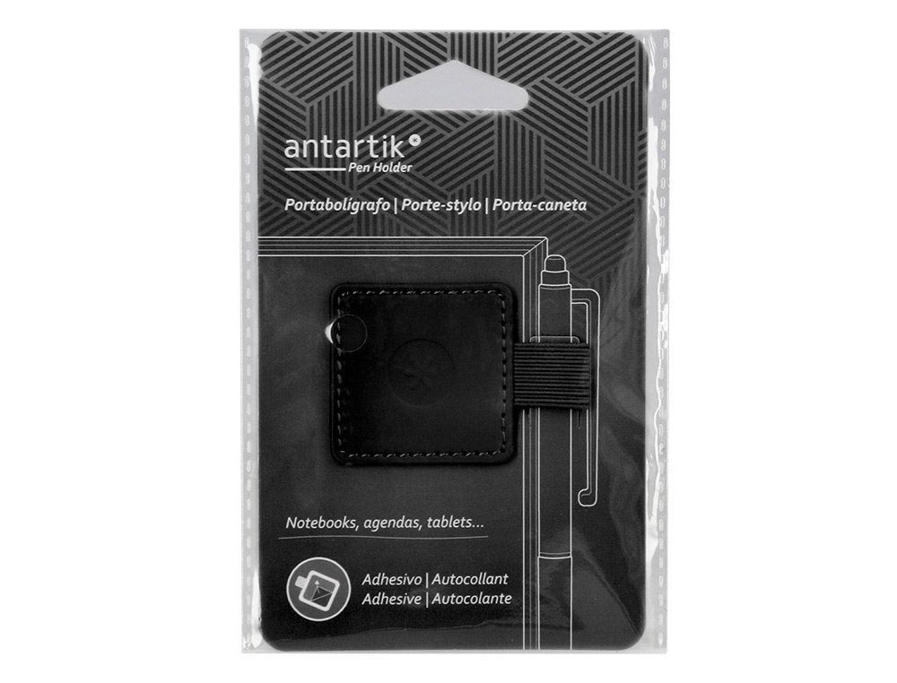 PORTABOLIGRAFO AUTOADHESIVO ANTARTIK PARA CUADERNO NOTE CON ELASTICO HASTA 15 MM GROSOR 80 MM NEGRO